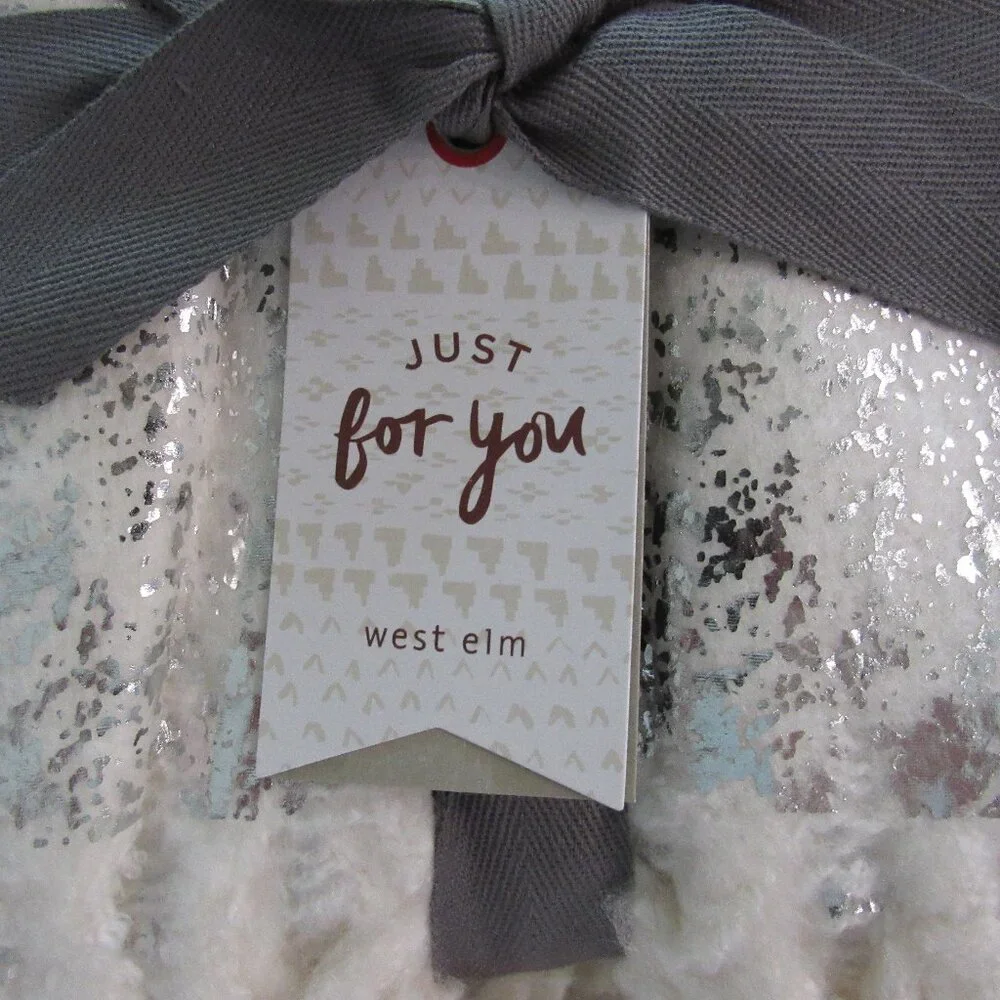 NWT West Elm Just For You Metallic Border Fringe Throw Blanket 50 X 70” Ivory